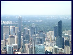 Views from CN Tower - Yonge St is between these tallest skycrapers in this picture.